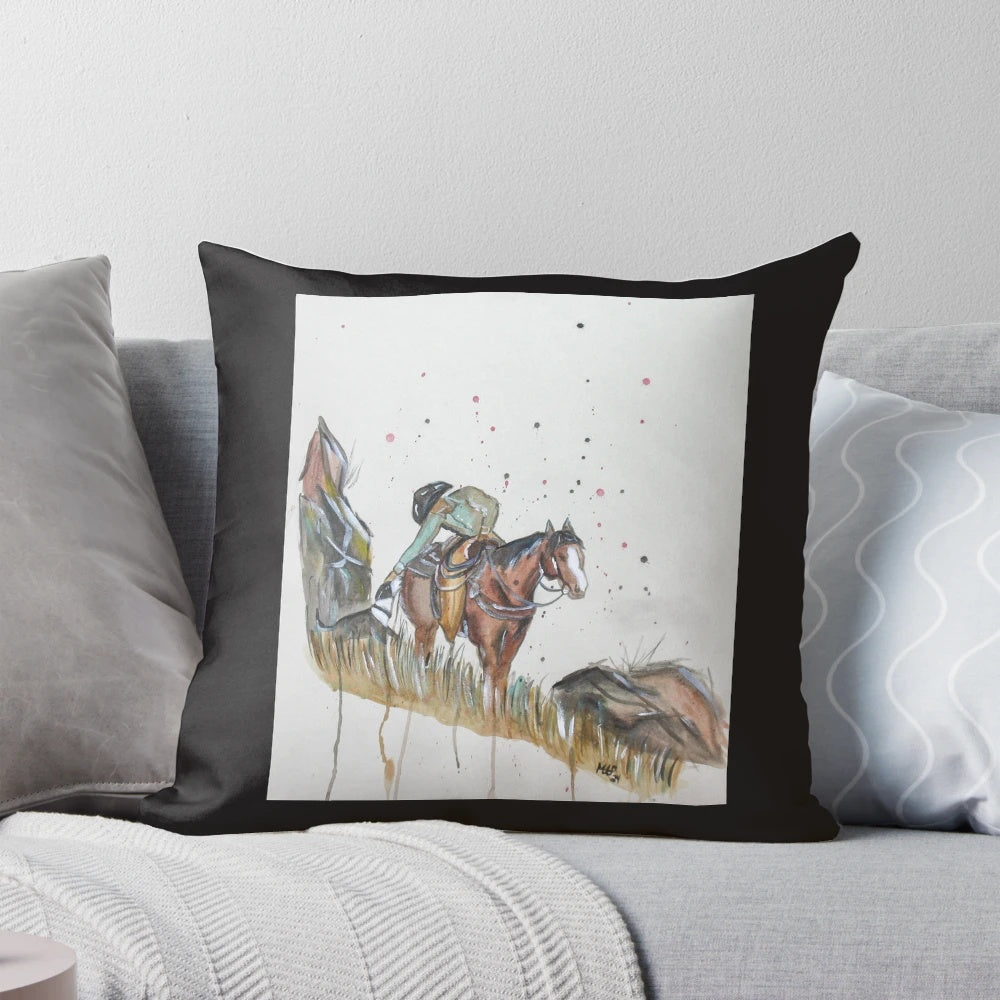 A cozy dog pillow featuring a western and ranch-inspired design, perfect for dog lovers and farmhouse home decor.