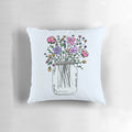 Vibrant floral pattern throw pillow featuring a mason jar design, perfect for adding a touch of summer charm to any room.
