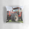A plush pillow featuring a stylized design of a Fiat 100-90 agricultural tractor