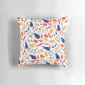 Rustic floral throw pillow with a hand-painted botanical design in vibrant colors