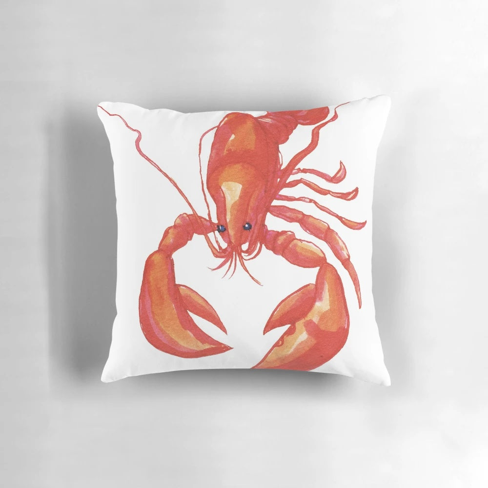 Vibrant orange lobster-shaped pillow with a textured rocky design, perfect for ocean-themed home accents.