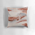 Rustic metallic pillow with oxidized, earthy tones in shades of rust, slate, and white