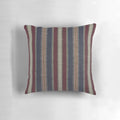 Navy and burgundy striped country style tapestry throw pillow