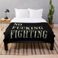 Rustic "No Fighting" plush blanket with Peaky Blinders-inspired typography and a rust effect