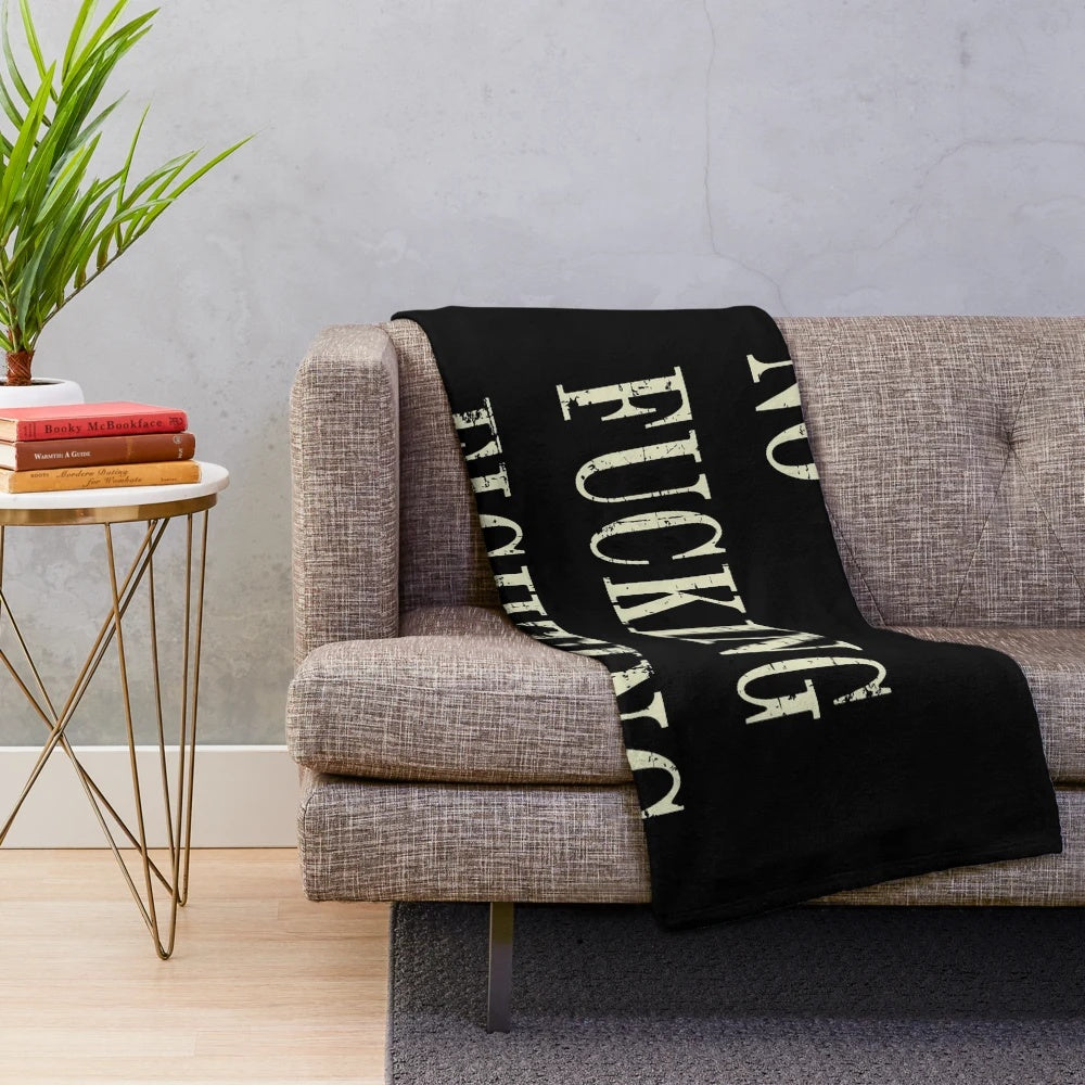 Rustic "No Fighting" plush blanket with Peaky Blinders-inspired typography and a rust effect