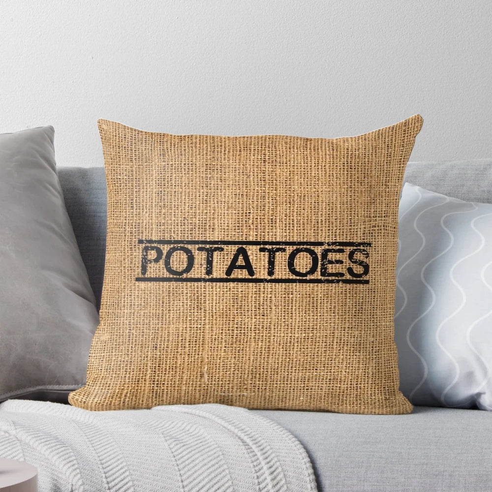 Rustic, fun potato-shaped pillow for unique and trendy home decor