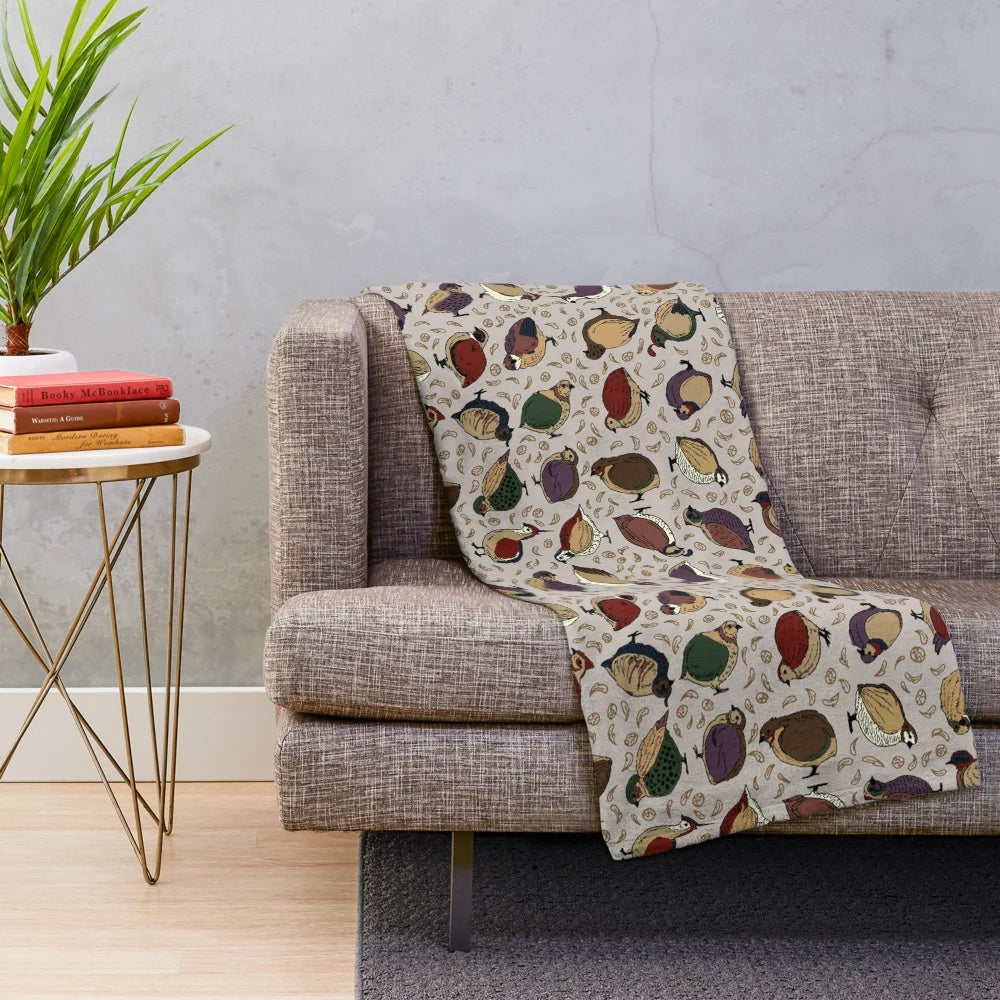 Rustic Quail Pattern Plush Blanket for Cozy Farmhouse Style