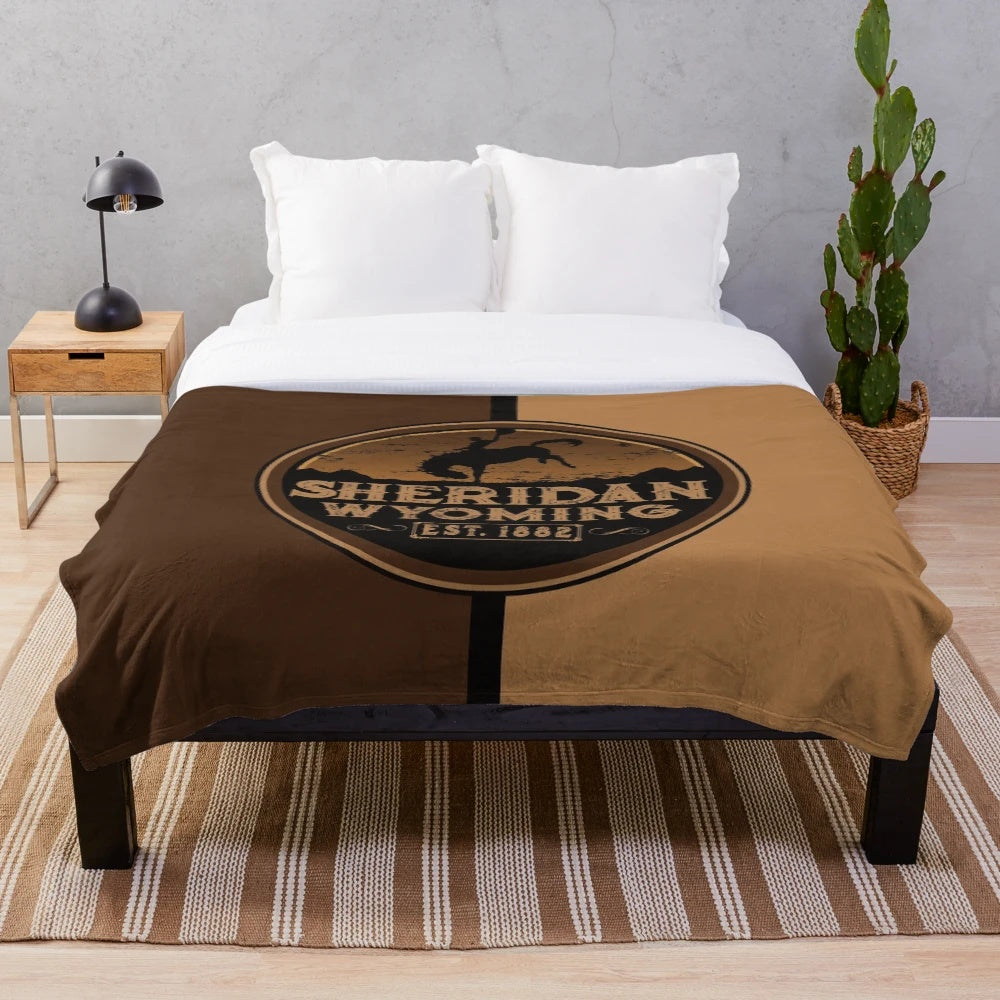 Sheridan Wyoming Cowboy Plush Blanket