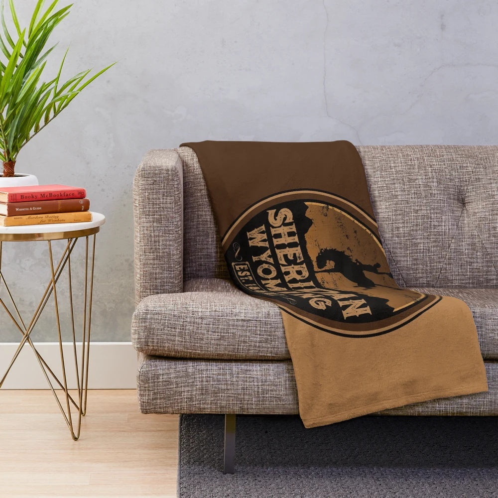 Sheridan Wyoming Cowboy Plush Blanket
