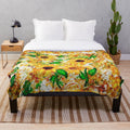 Rustic sunflower plush blanket with distressed garden palette