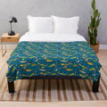 Vintage fishing lures printed on a soft, plush blanket