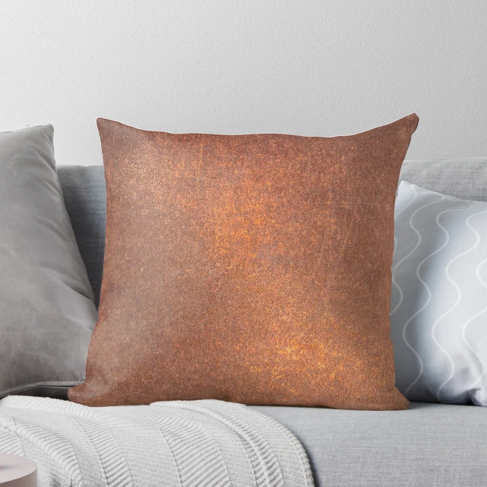 An old, rusty metal iron pillow with a textured, grunge-like surface