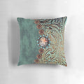 Rustic Western Country Teal Green Pillow with Cowboy and Cowgirl Motifs
