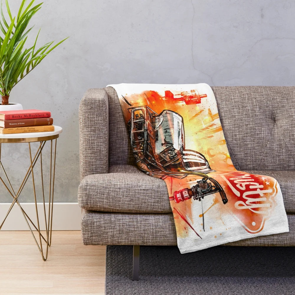 Rusty Art Robot Plush Blanket