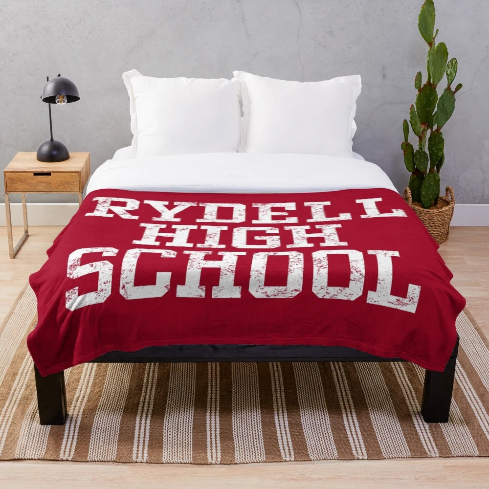 Rydell High Inspired Plush Blanket featuring characters from the classic 1978 film Grease