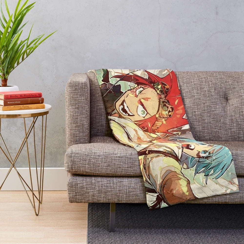 Sabikui Bisco inspired plush blanket featuring characters Milo Nekoyanagi and Paw Nekoyanagi