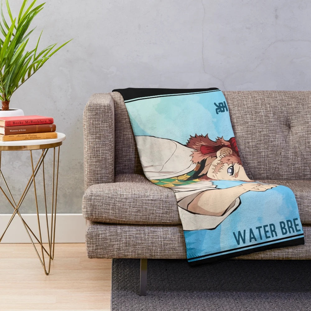 Sabito-inspired demon slayer plush blanket featuring characters from the anime Kimetsu no Yaiba