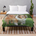 Sable rough collie plush blanket with nature inspired design