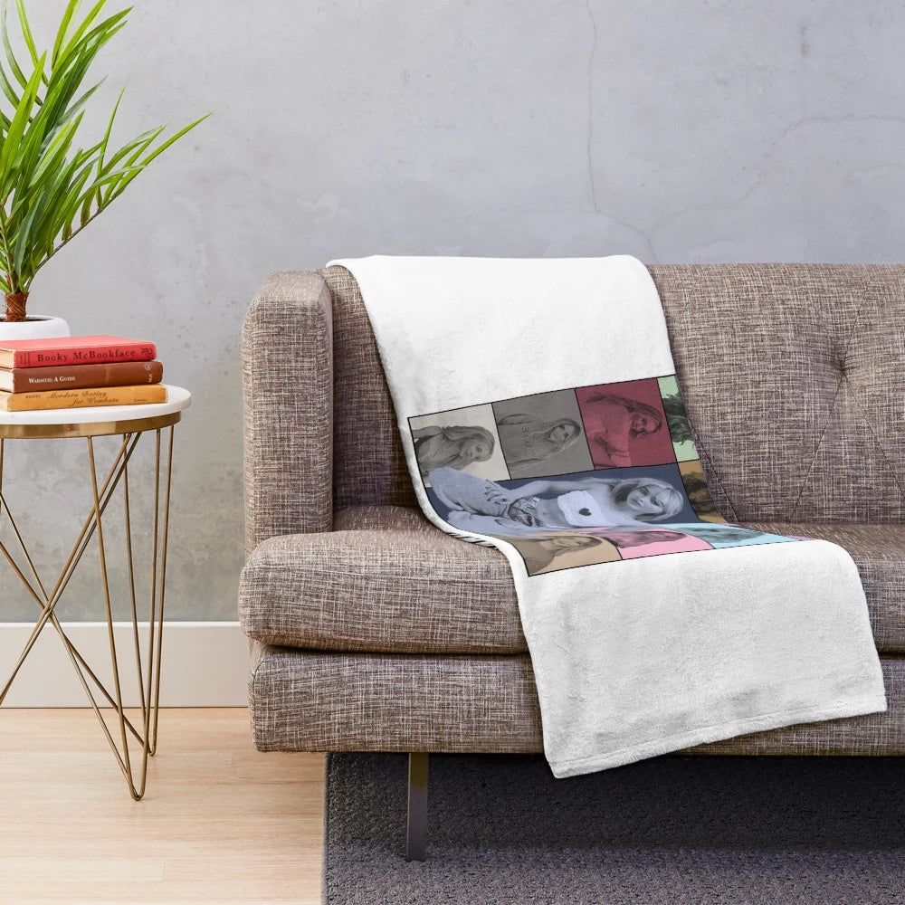 Sabrina Carpenter-inspired plush blanket featuring Eras Tour and album artwork