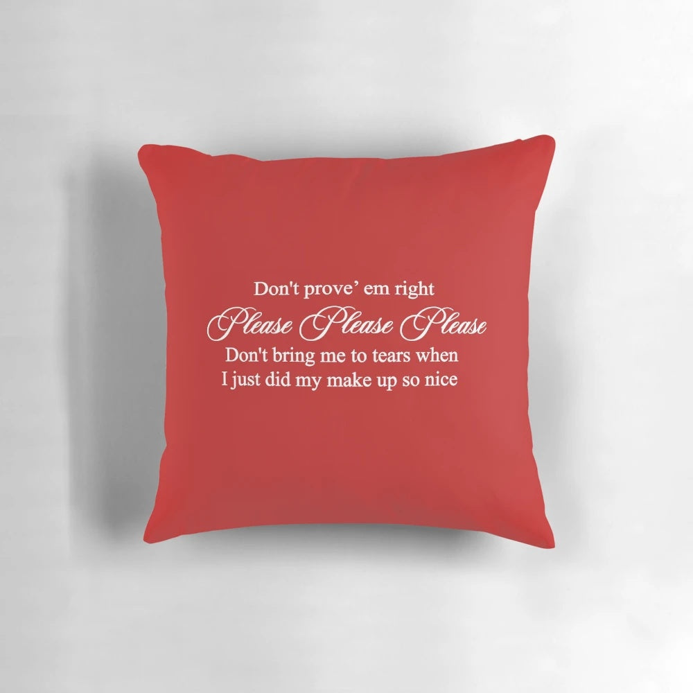 Soft and cozy pillow featuring the lyrics from Sabrina Carpenter's hit song "Emails I Can't Send