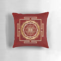 Shri Yantra sacred geometry pillow with lotus flower and om symbol