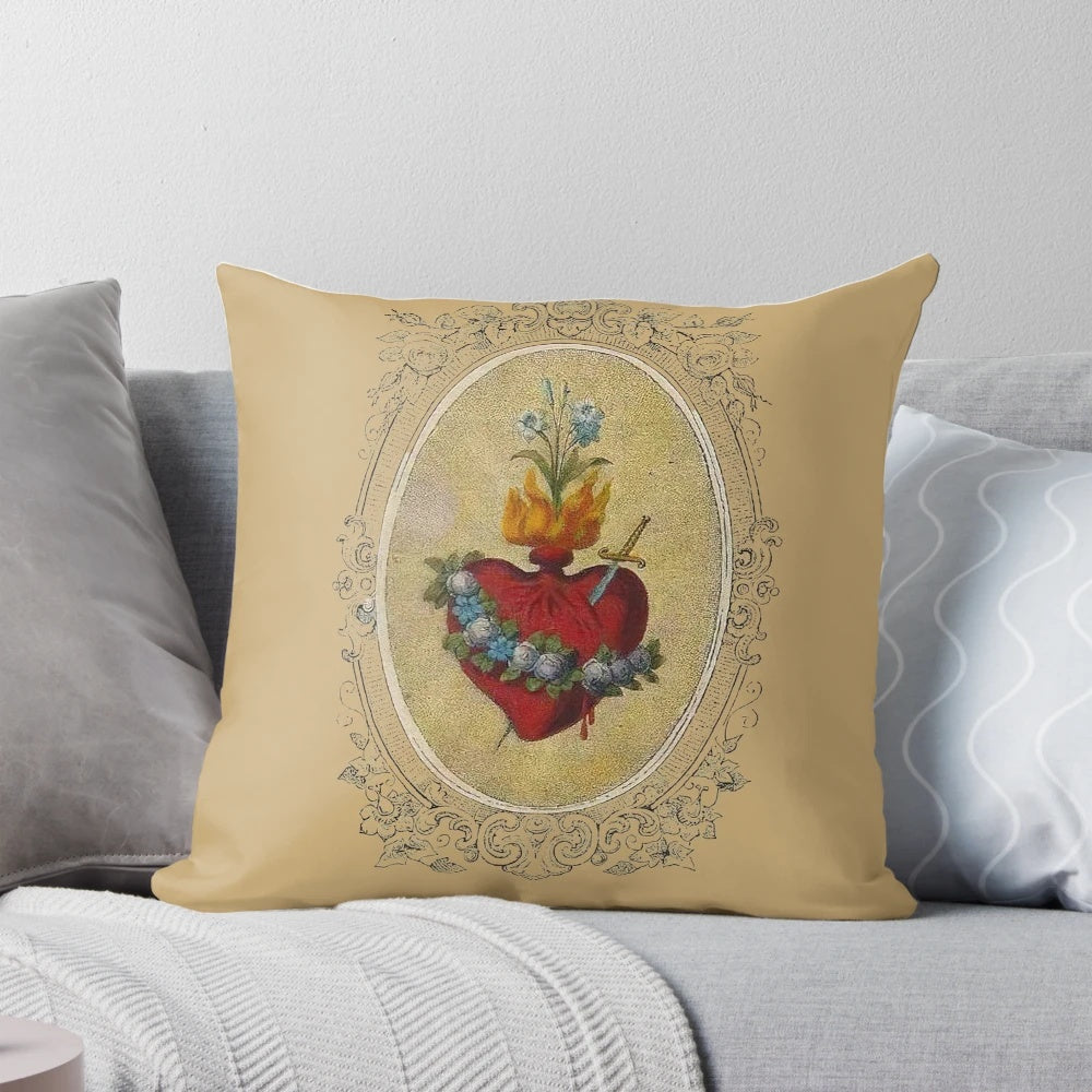 Sacred Heart of Mary Pillow - Blessed Virgin Mary Rosary Decor