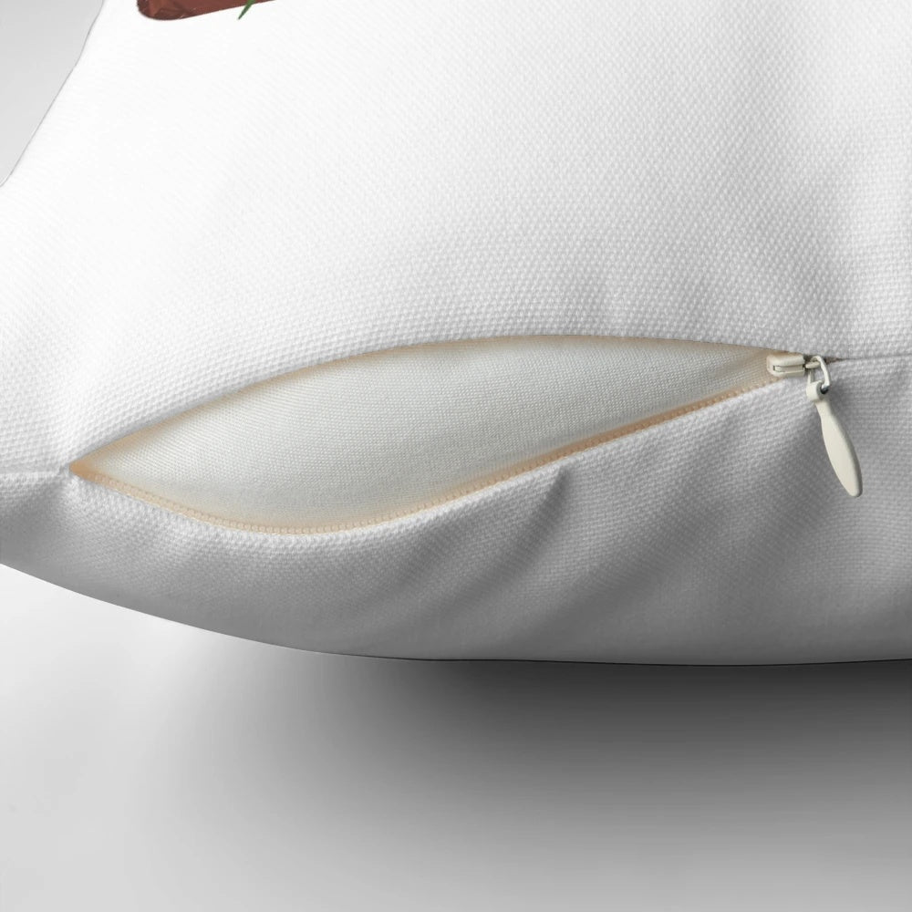 Three hearts pillow with sacred heart, chaste heart, and immaculate heart design