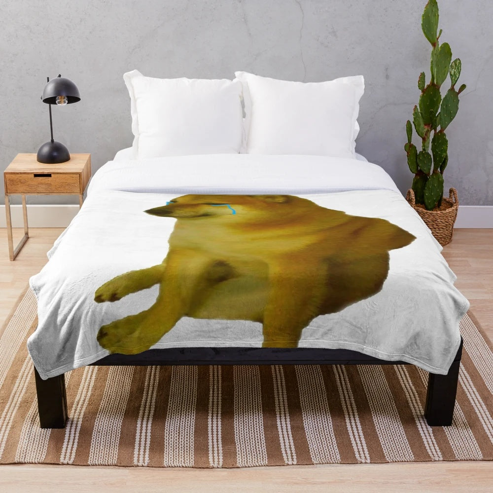 Sad Cheems Meme Inspired Plush Blanket
