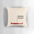 Pillow featuring a satirical diagram of Saddam Hussein's secret underground hiding spot