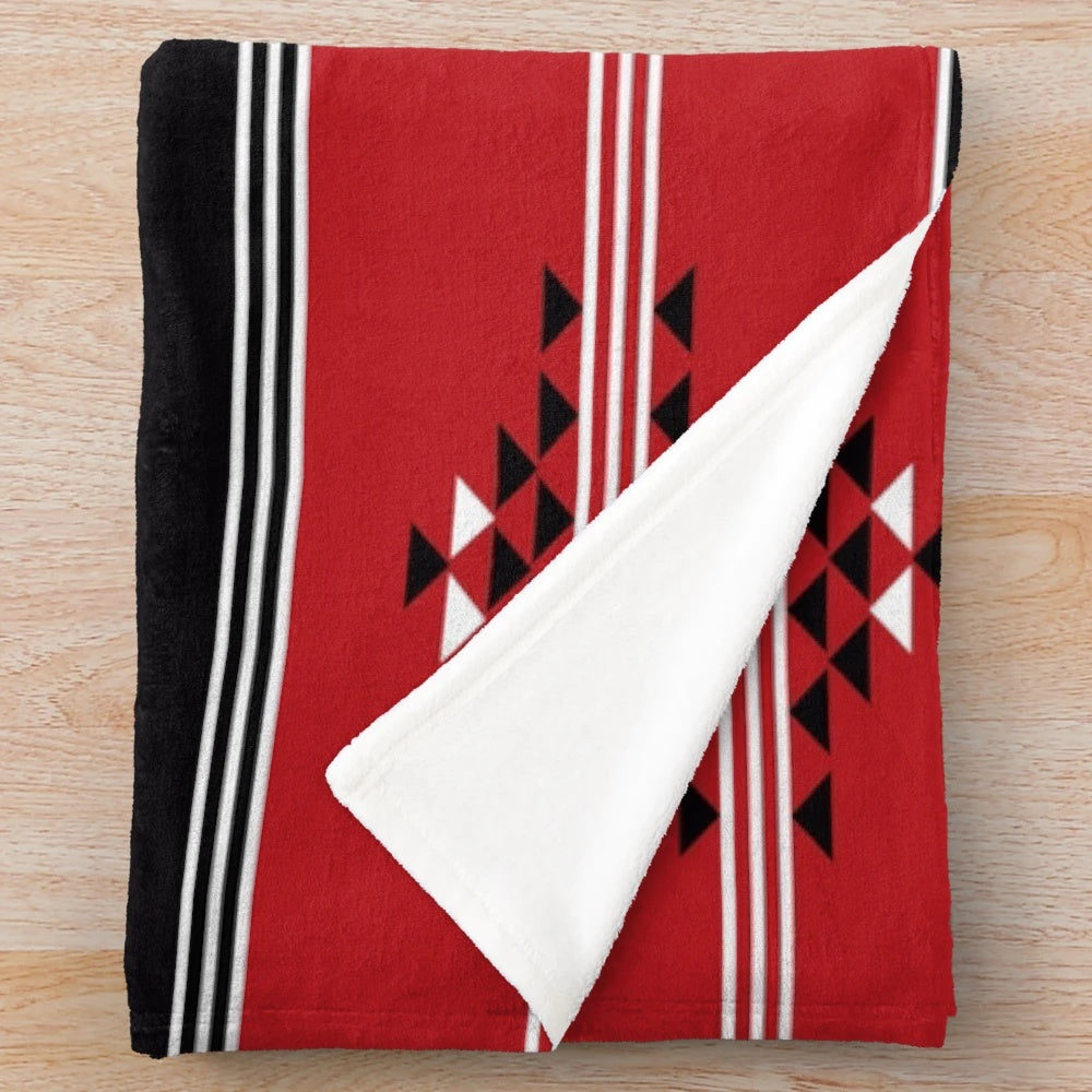 Sadu fabric design plush blanket with geometric pattern