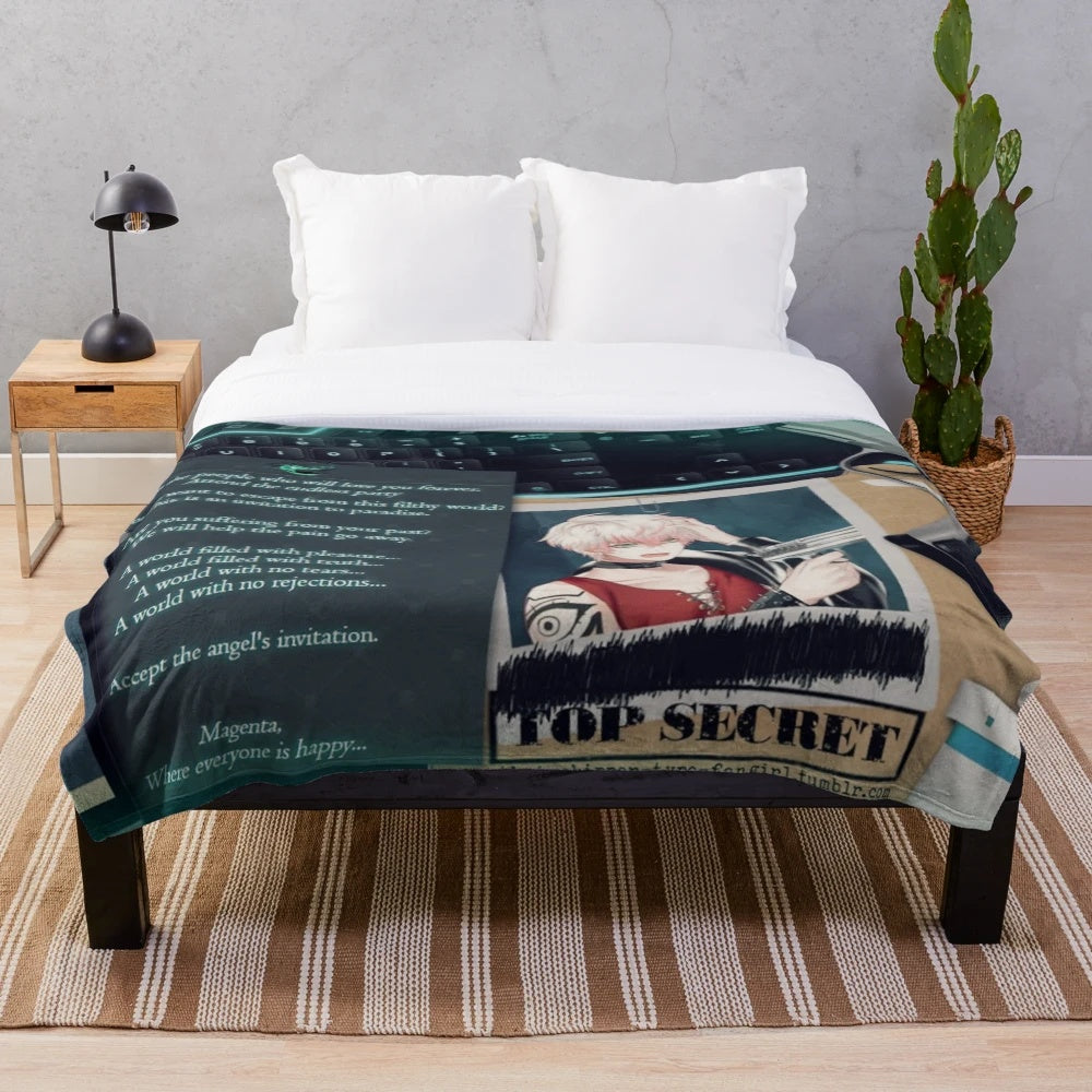 Saeran Choi themed plush blanket inspired by the popular otome game Mystic Messenger
