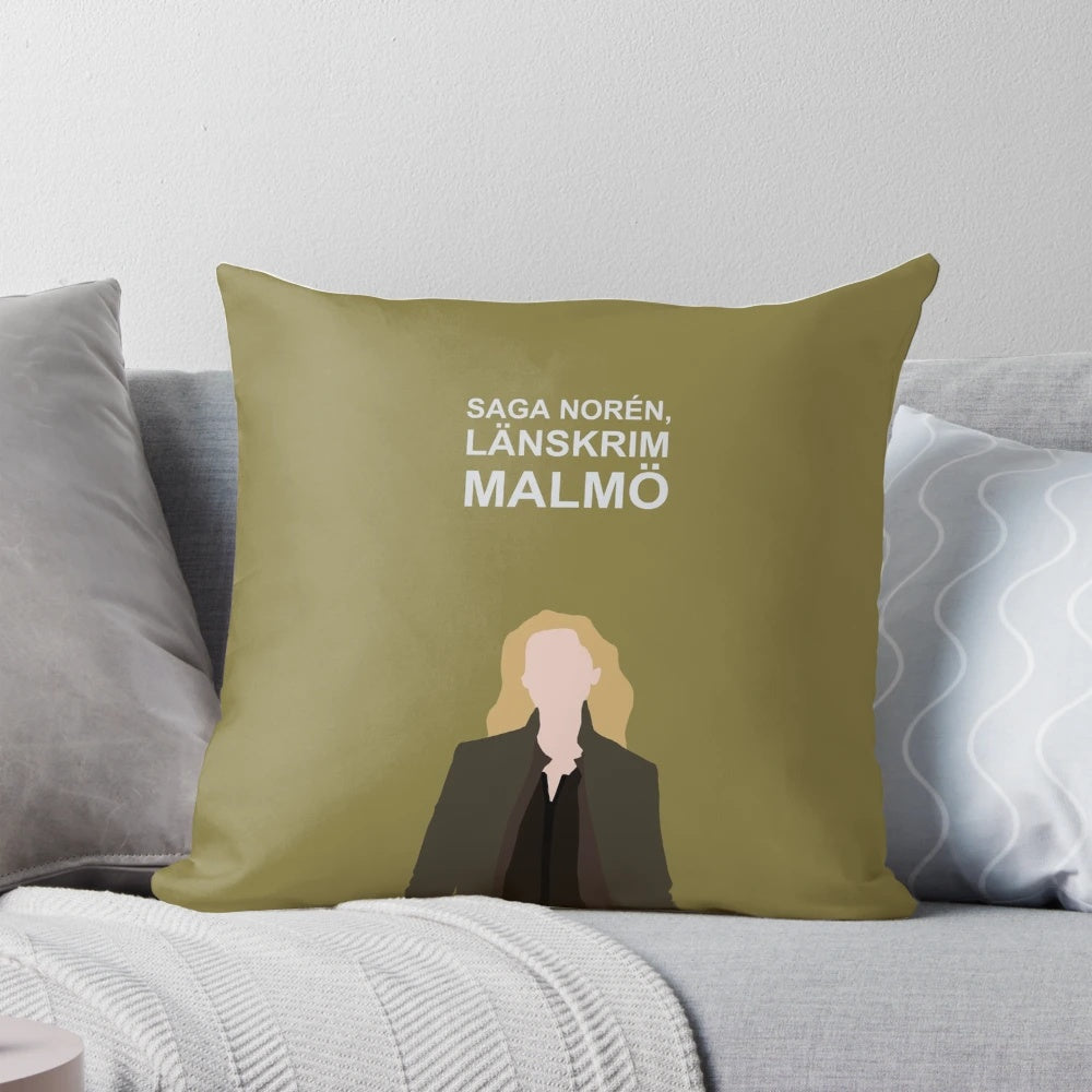 Saga Noren inspired Nordic noir themed decorative throw pillow