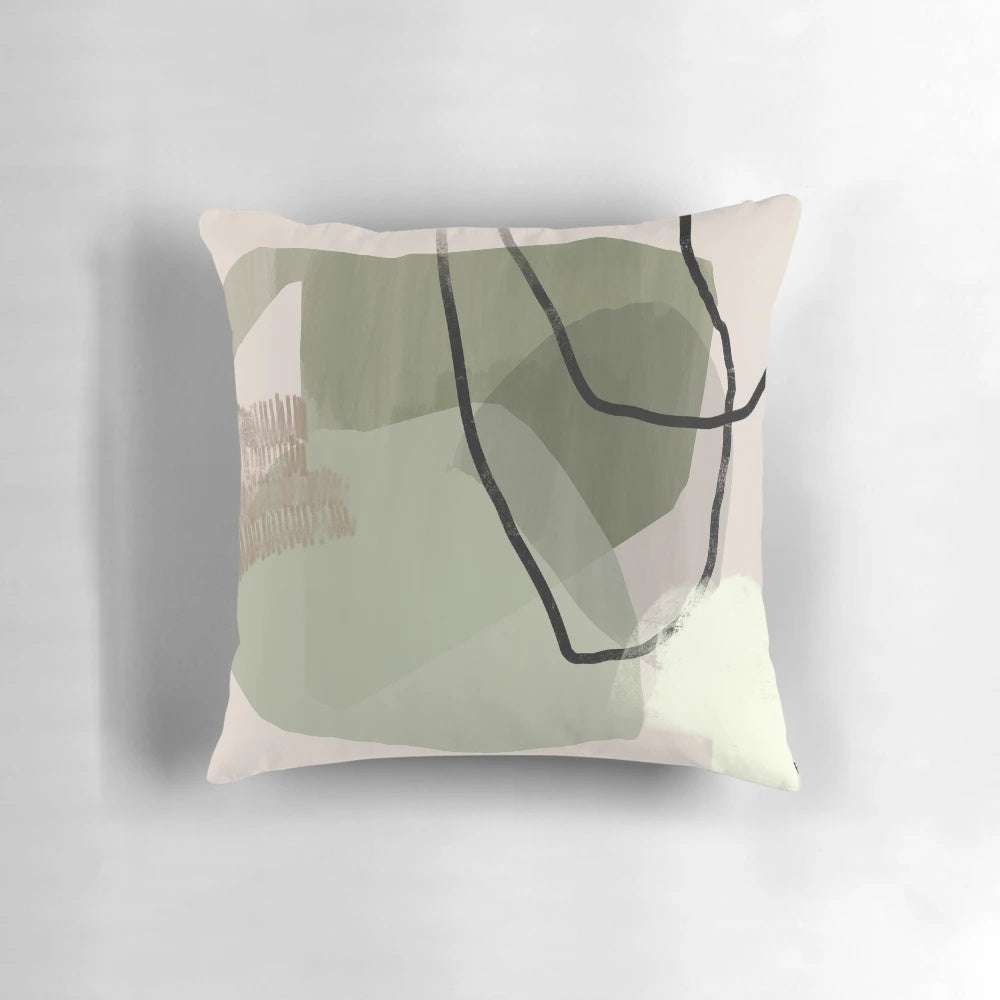 Sage green modern abstract print decorative throw pillow