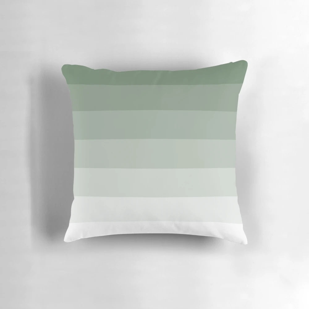 Sage green ombre striped decorative pillow for living room or bedroom