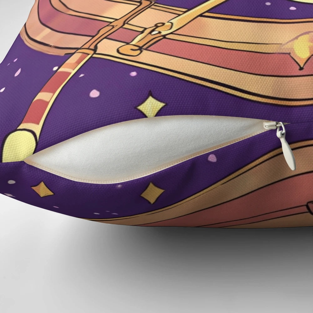 Sagittarius zodiac symbol pillow featuring an adventure-inspired design