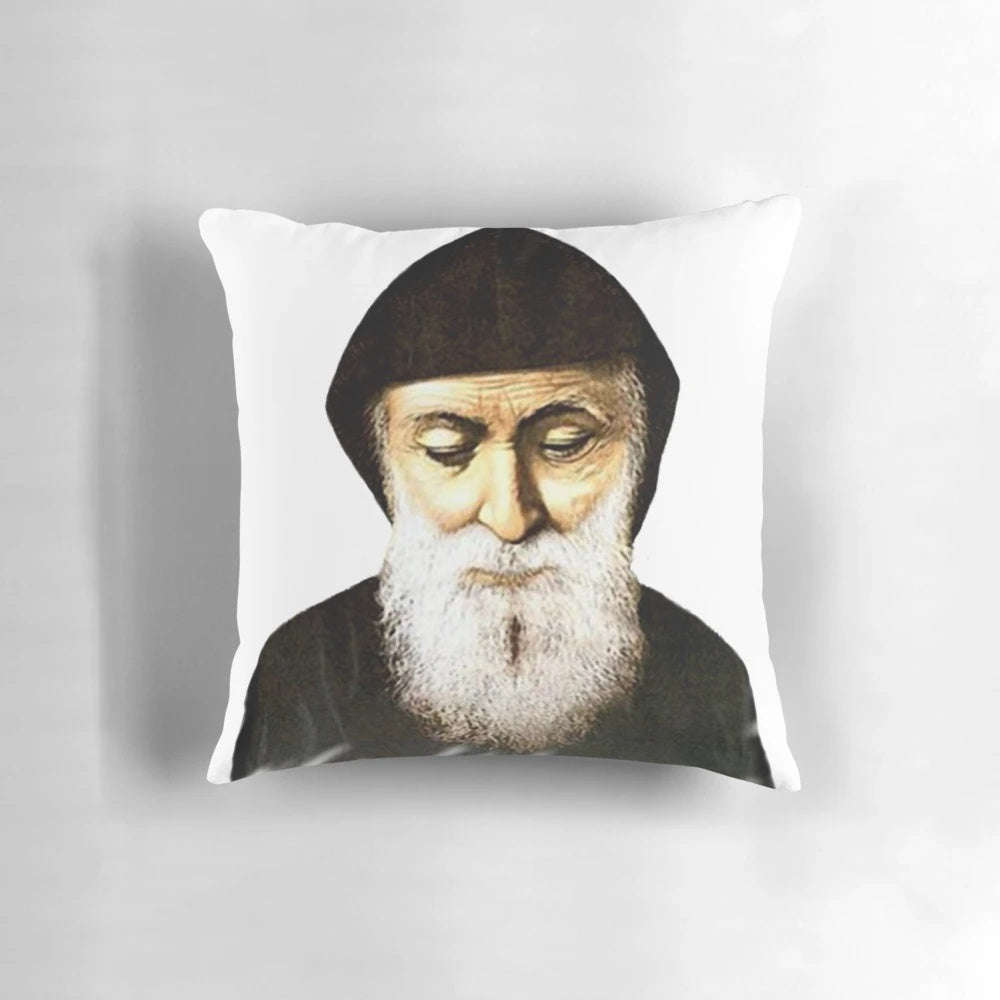 Saint Charbel of Lebanon Pillow, a miraculous holy catholic saint image