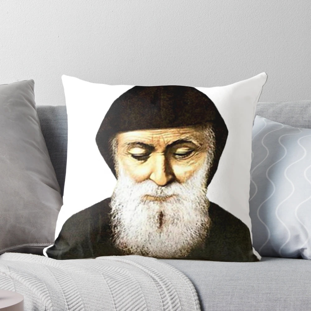 Saint Charbel of Lebanon Pillow, a miraculous holy catholic saint image