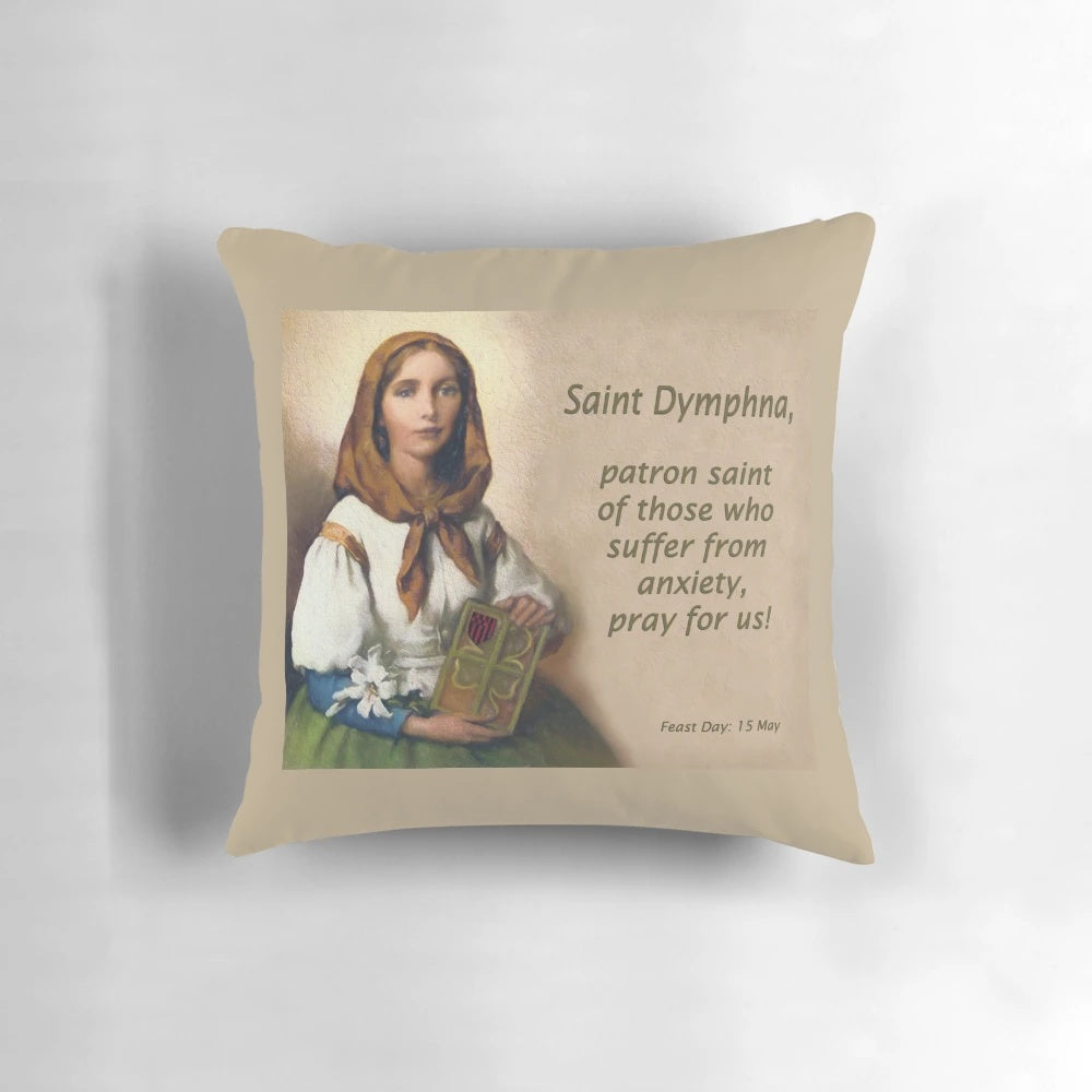 Saint Dymphna Anxiety Relief Pillow - Patron Saint of Those Suffering from Anxiety