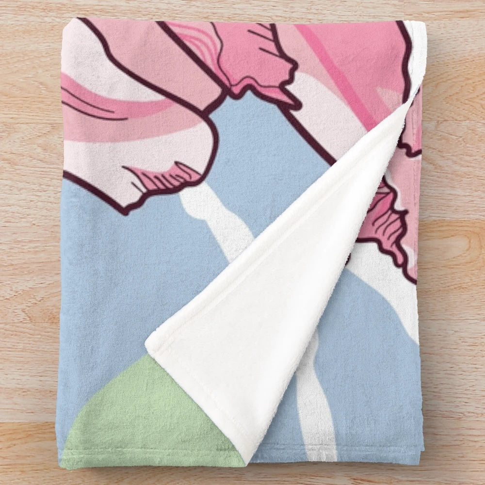 Soft and plush blanket featuring a beautiful sakura or cherry blossom design