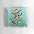 Beautifully detailed throw pillow featuring sakura blossoms and sparrows
