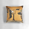 Colorful pillow featuring the iconic "Dali Atomicus" surreal photograph by famous photographer Philippe Halsman