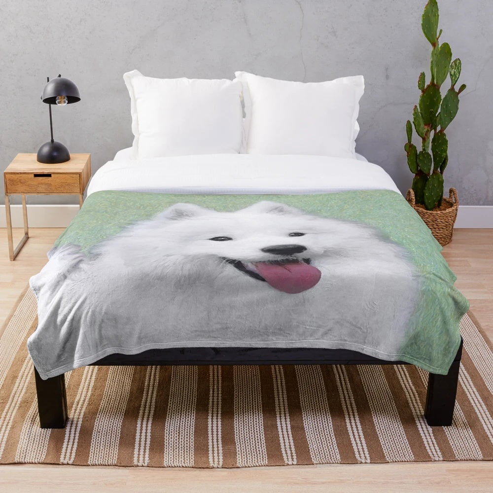 Samoyed Inspired Plush Blanket