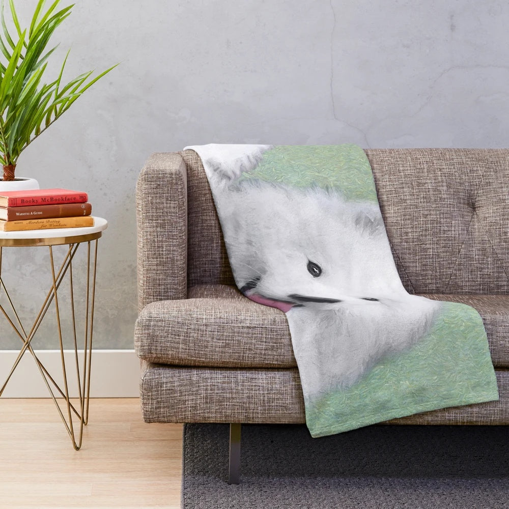 Samoyed Inspired Plush Blanket