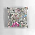 Decorative pillow featuring a vibrant watercolor-style illustration of a samurai and dragon against a backdrop of Japanese-inspired imagery.