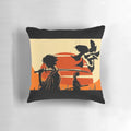 Vibrant Sunset Samurai Pillow featuring characters from the anime Samurai Champloo