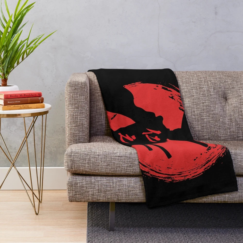 Samurai-inspired plush blanket with Ghost of Tsushima design