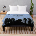 Samurai inspired plush blanket featuring iconic Japanese cinema imagery