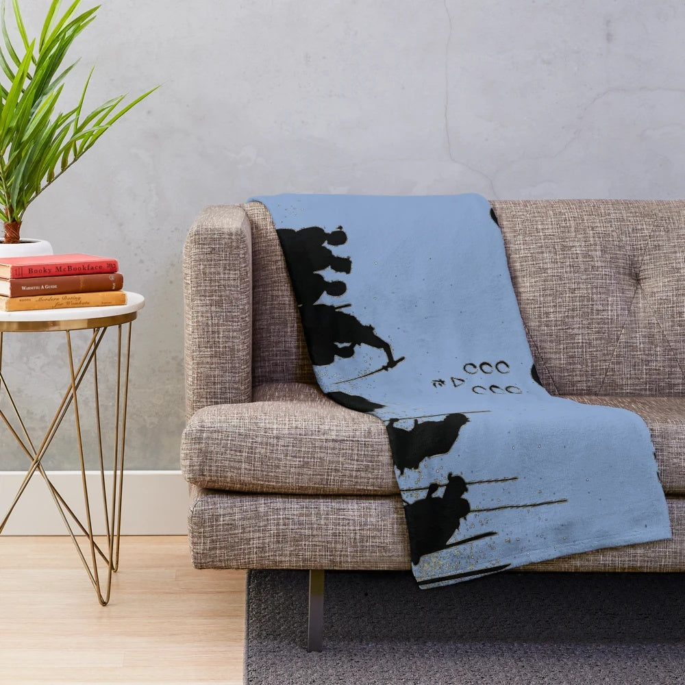 Samurai inspired plush blanket featuring iconic Japanese cinema imagery
