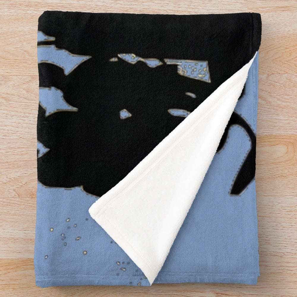Samurai inspired plush blanket featuring iconic Japanese cinema imagery