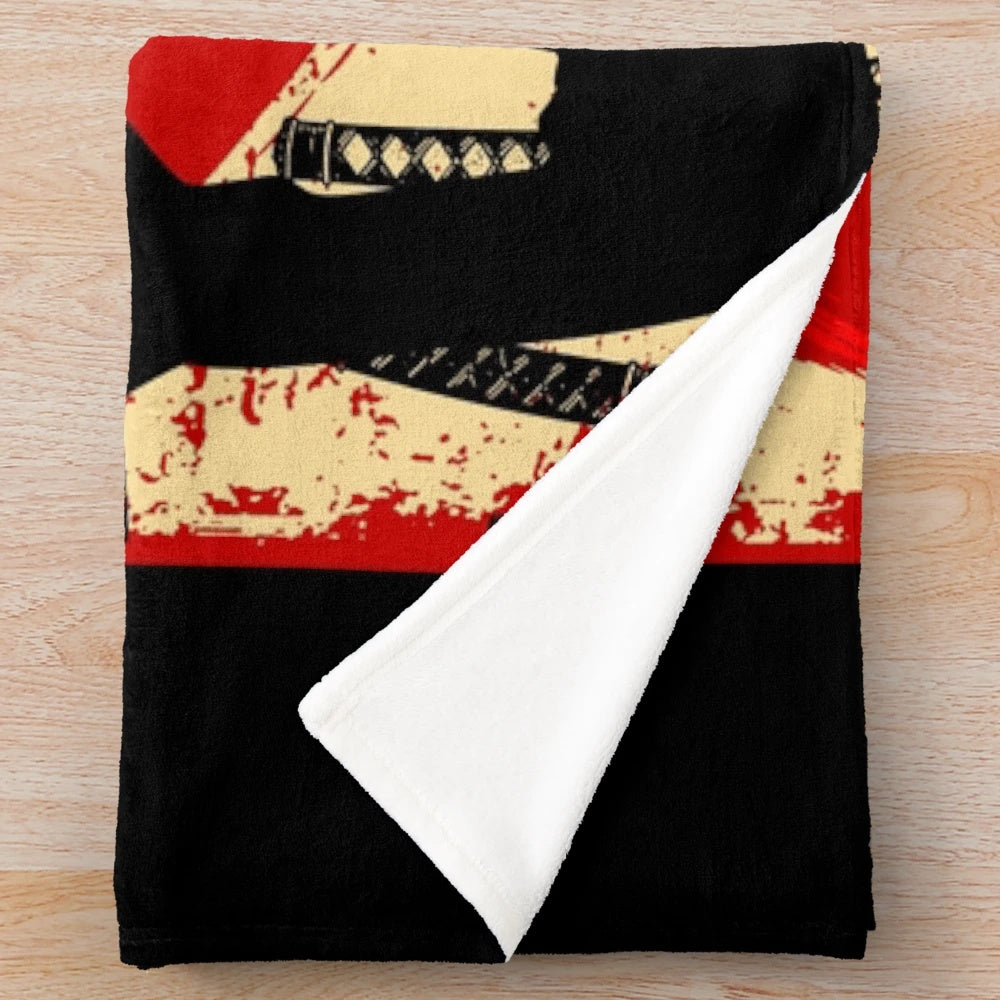 Samurai sunset plush blanket with anime characters
